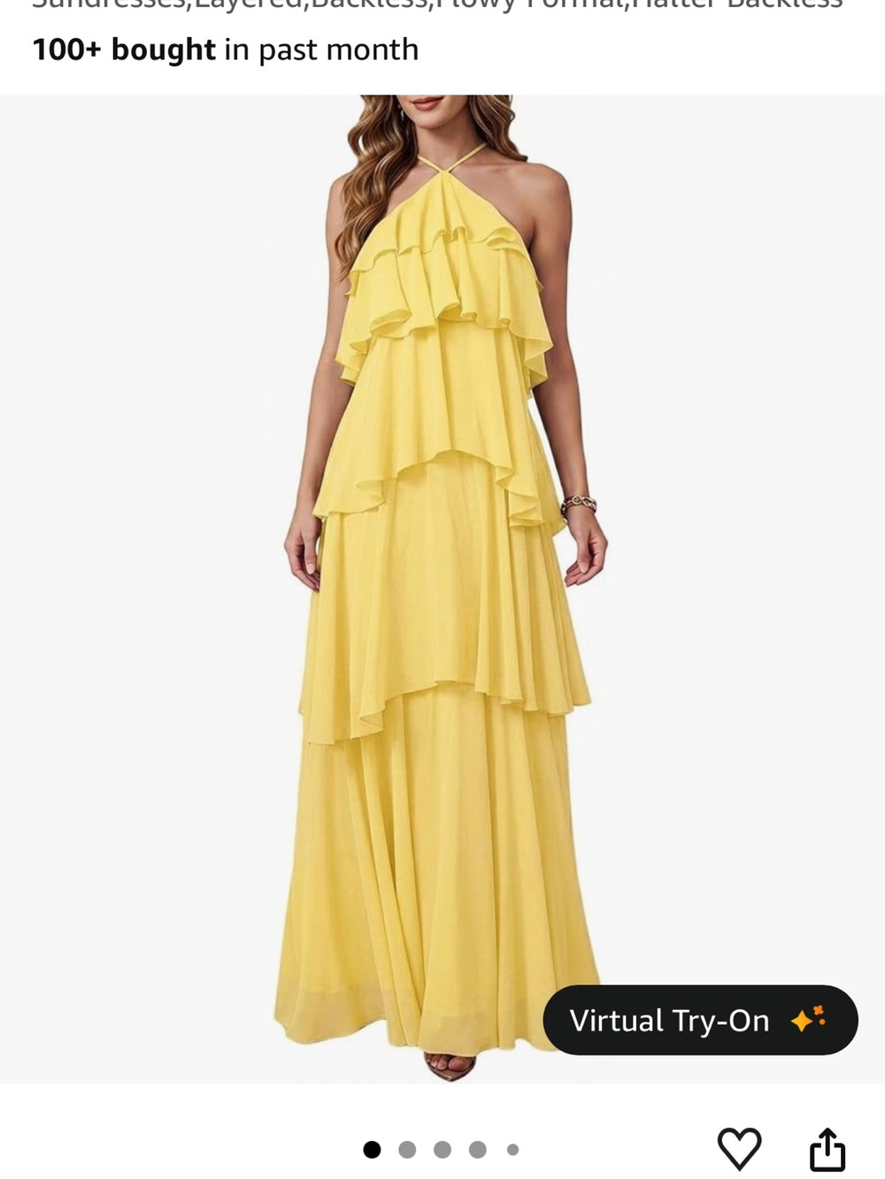 Layered Halter Maxi Dress - Yellow